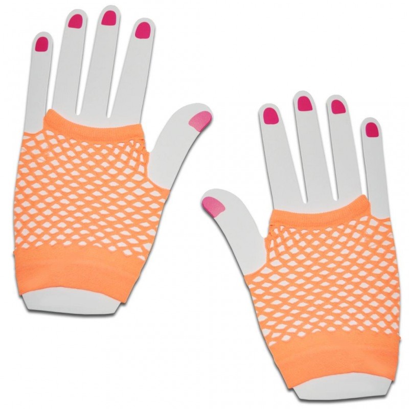Short Fishnet Hand Gloves Party Fancy Dress Tutu (Orange)